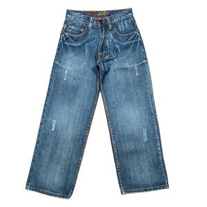 Request Boys’ Distressed Bootcut Blue Denim Jeans Size 10 Streetwear